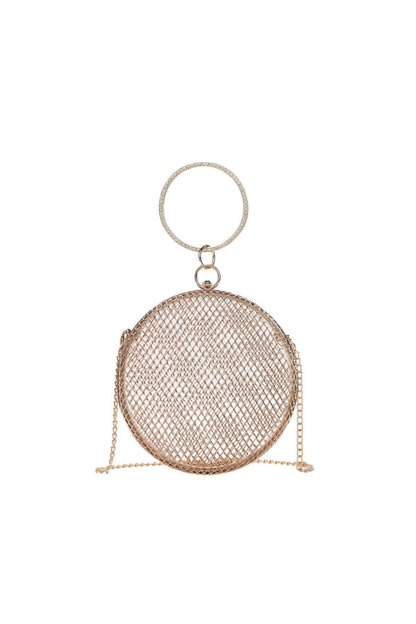 Dye Metallic Mesh Circle Handle Bag