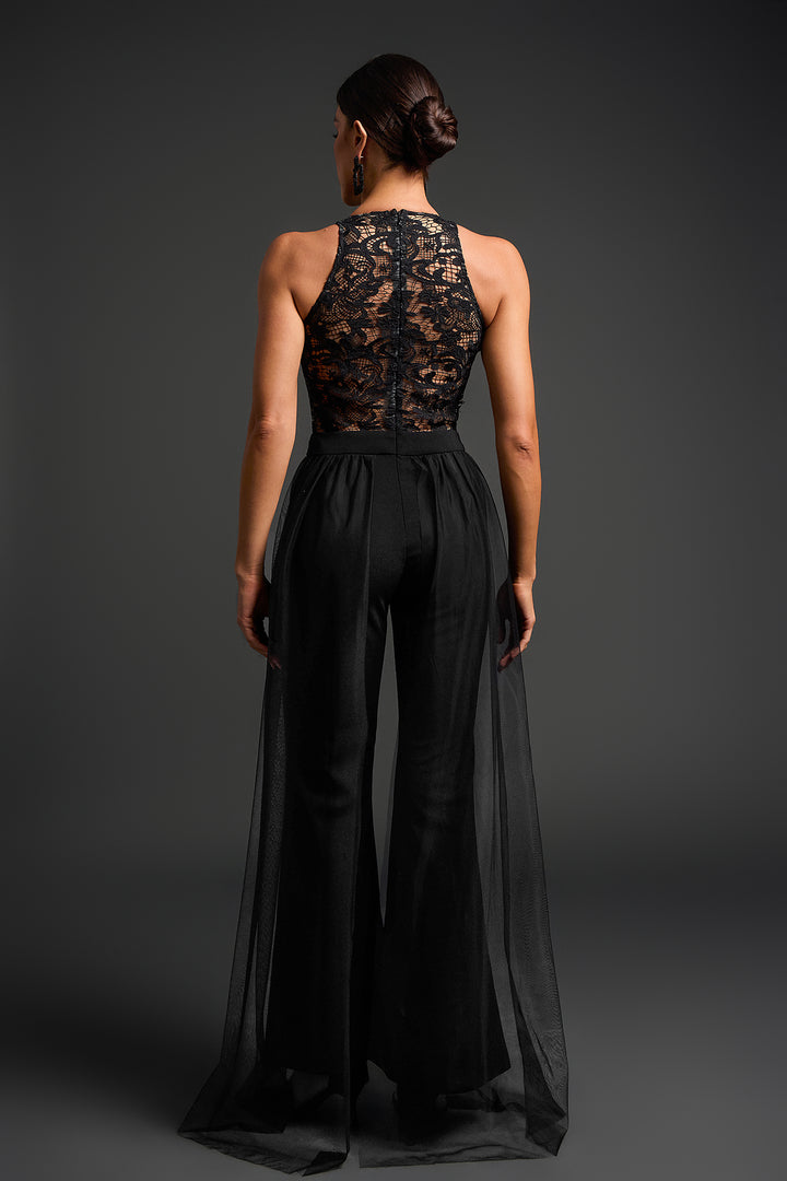 Zaina Deep-V Lace Sleeveless Jumpsuit