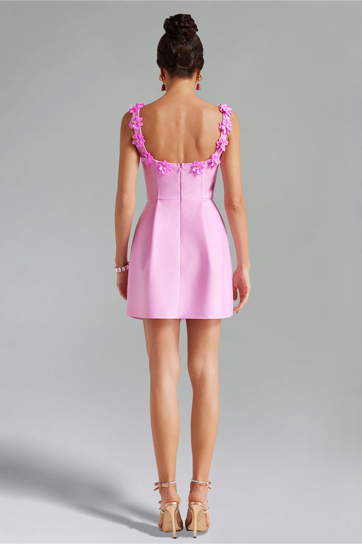 Emilee Flower Corset Mini Dress - Pink