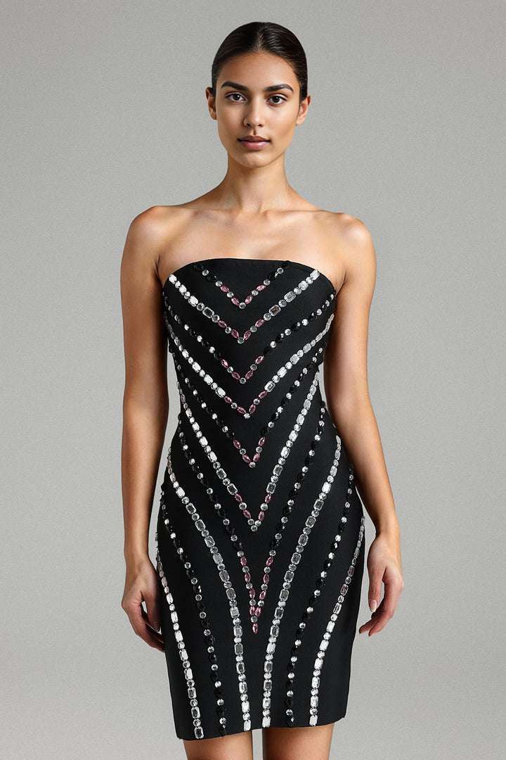 Sylvia Rhinestone Bandage Tube Mini Dress