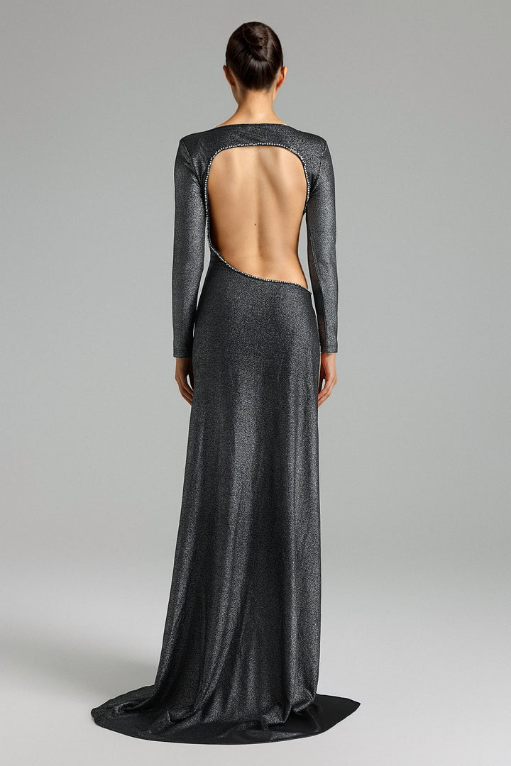 Matne Glitter Asymmetric Maxi Dress