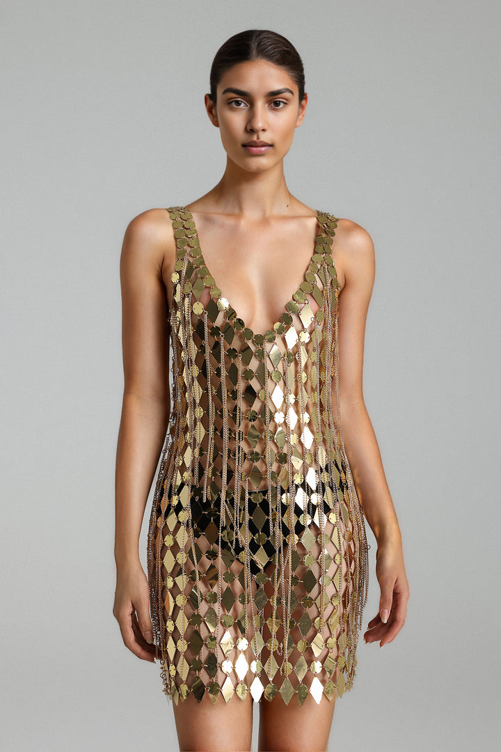 Estella Sequins Metallic Mini Dress