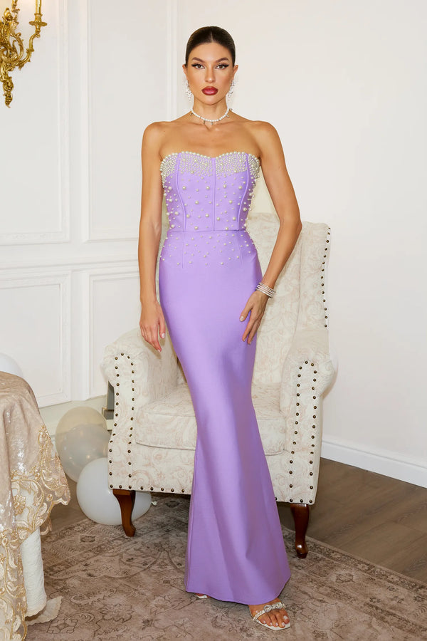 Robe longue queue de poisson Fawn Pearls - Violet