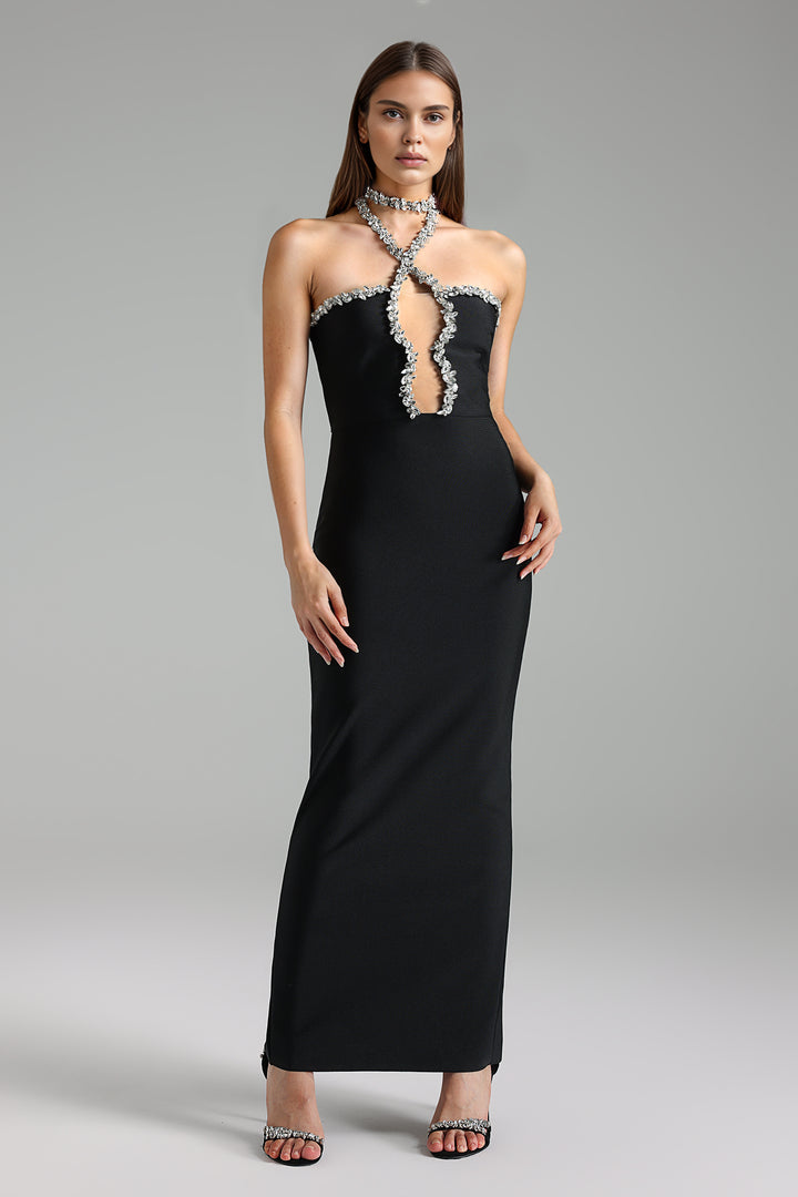 Suky Hollow Diamond Bandage Maxi Dress