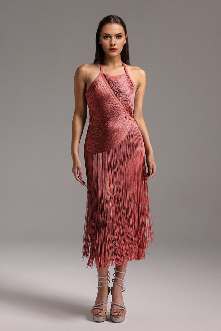 Loka Halter Sleeveless Tassel Maxi Dress