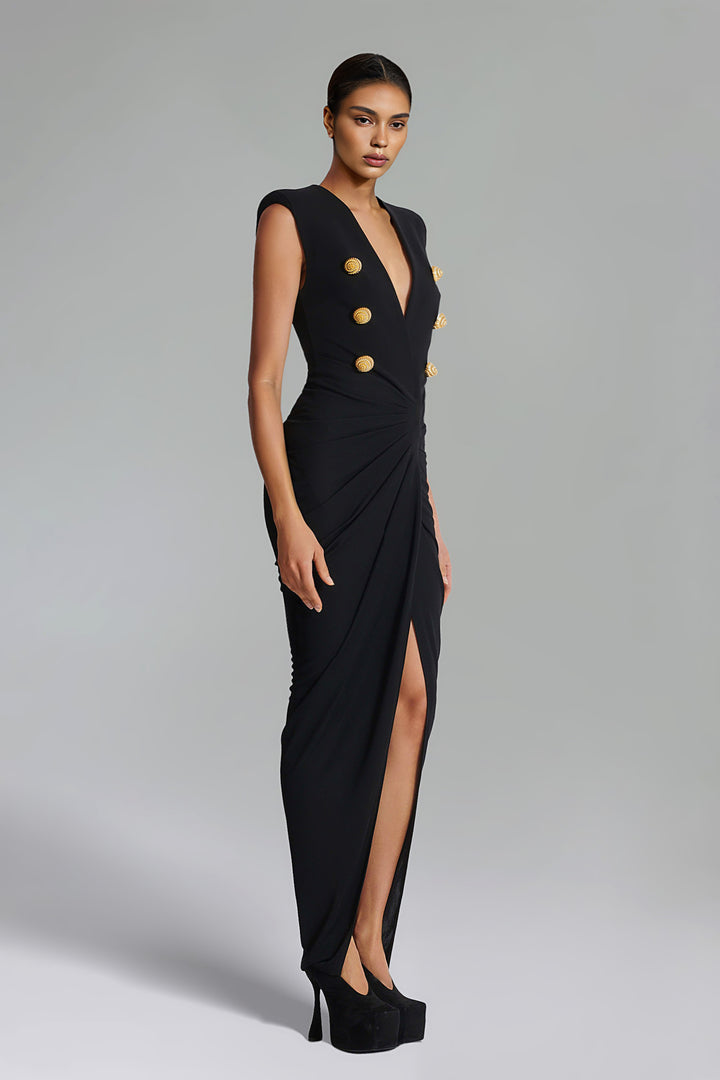 Sete V-neck Sleeveless Slit Maxi Dress