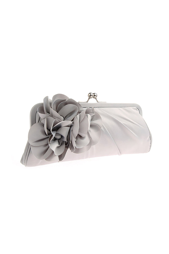 Lilac Satin Flower Clutch