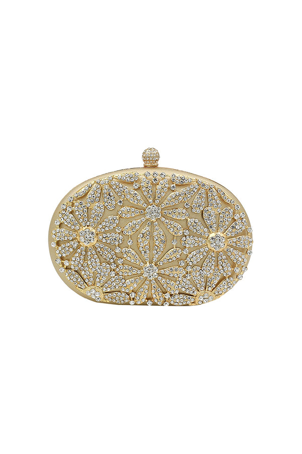 Fanya Diamante Flower Oval Clutch