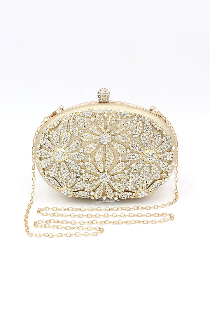 Fanya Diamante Flower Oval Clutch