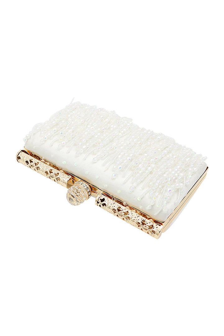 Derlyn Satin Sequins Fringe Clutch