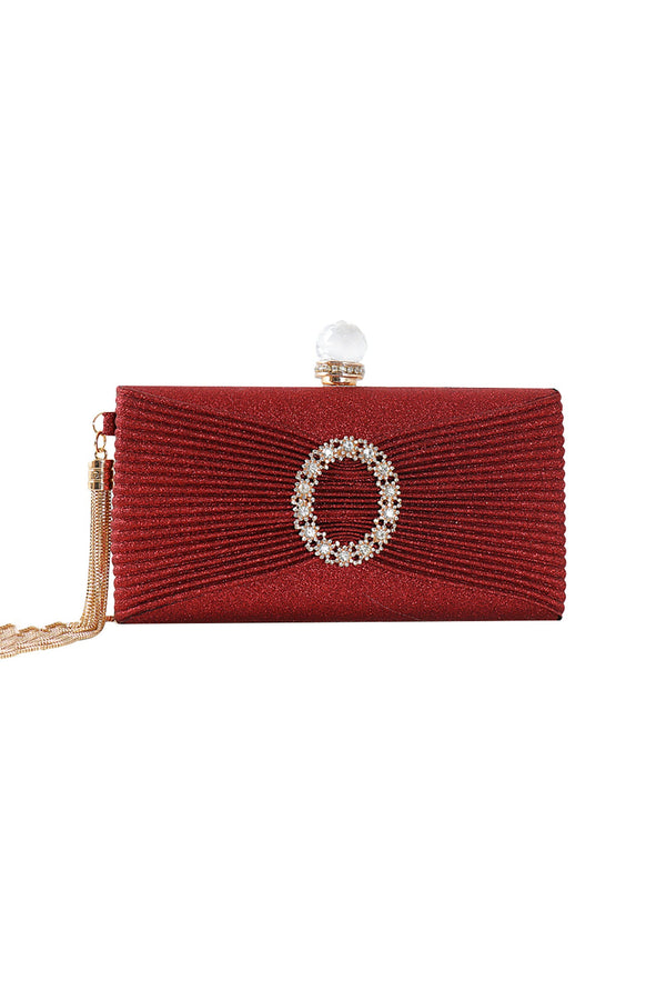 Dazie Pleated Diamante Fringe Clutch