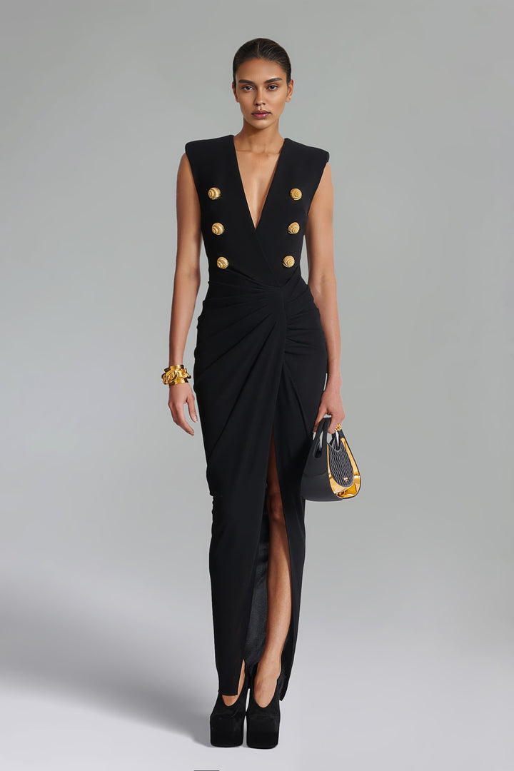 Sete V-neck Sleeveless Slit Maxi Dress