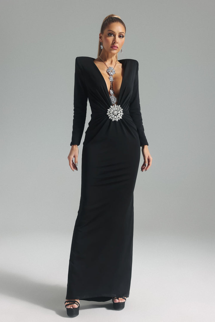 Nellie V-Neck Diamond Embellished Dress