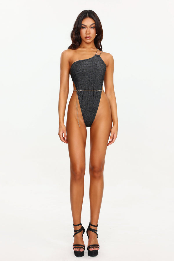 Roche Shimmer One Shoulder Chain Swimsuit