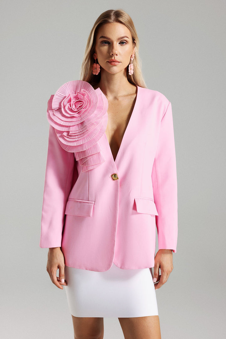 Saloha Pleated Flower Blazer