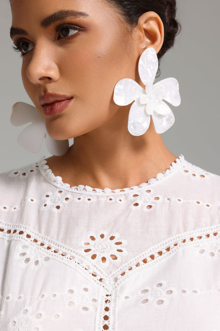 Scarlett Textured Double Floral Earrings