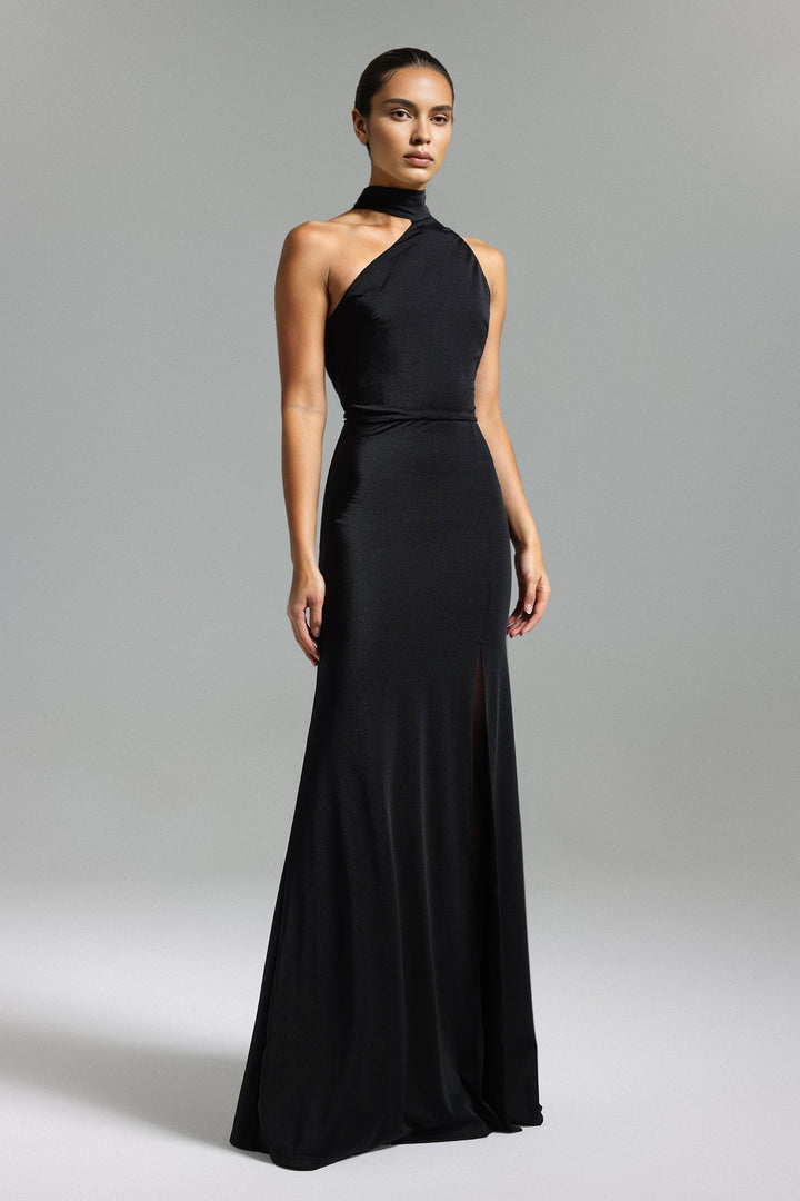 Ursula Halter One Shoulder Slit Maxi Dress