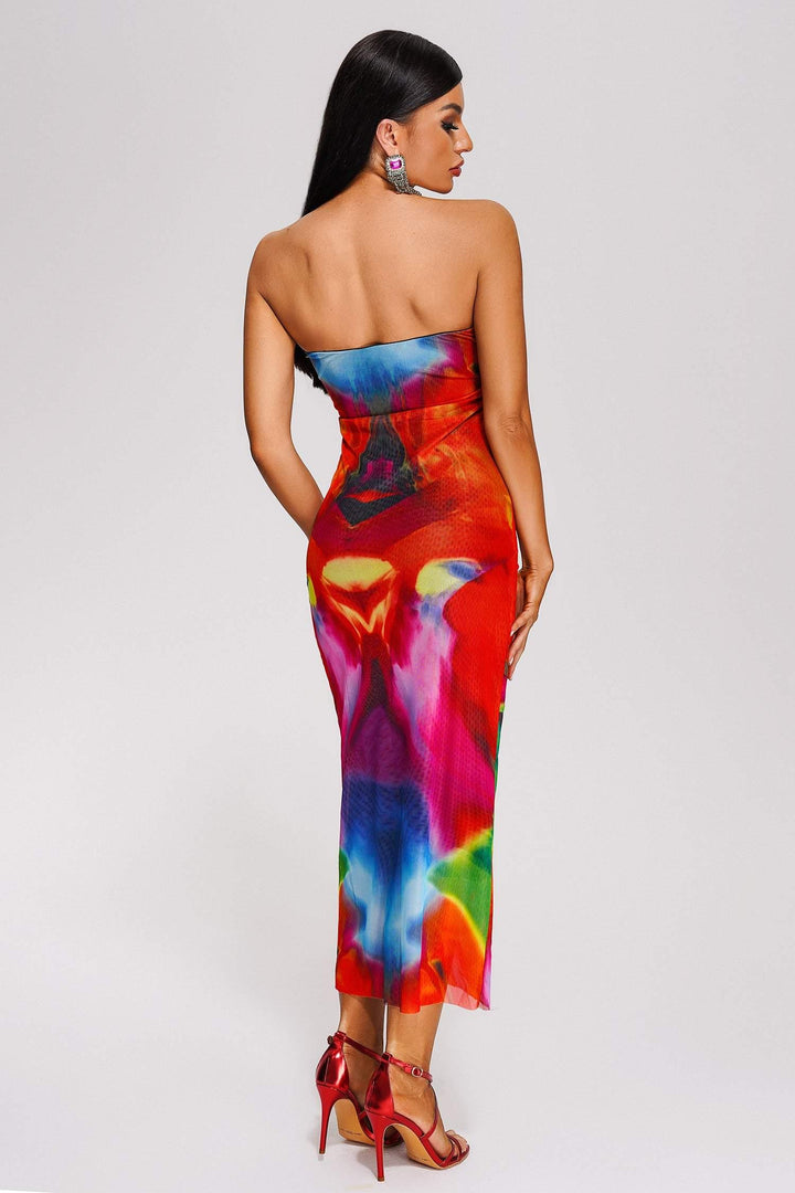 Opala Strapless Printed Midi Dress - Bellabarnett