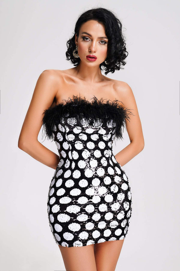 Mune Mini Robe à Paillettes et Plumes