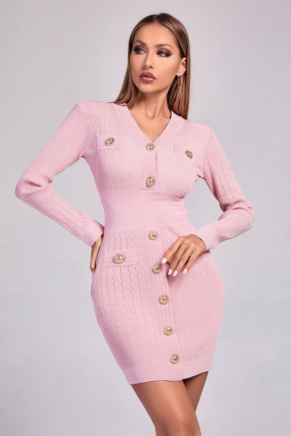 Ratia Mini Knit Dress - Pink - Bellabarnett